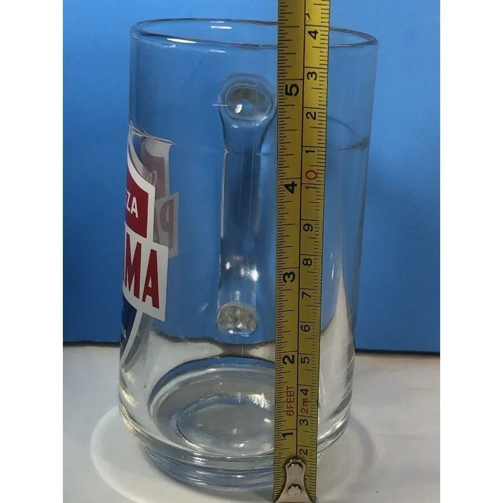 Cerveza Panama Lager Alemana Blue & Red Badge LH'r Glass Beer  Mug